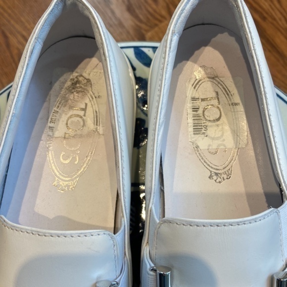 Tod’s Leather Double-T Bit Strap Slip-On Sneaker, White - Picture 2 of 6
